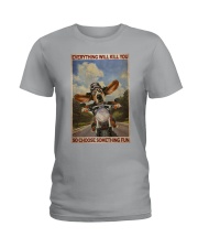 Basset Hound Motorcycle Ladies T-Shirt tile
