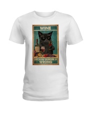 Grumpy Black Cat Wine Because Murder Is Wrong Ladies T-Shirt tile