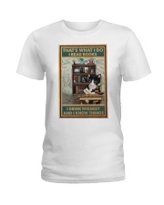 Tuxedo Cat Read Books And Drink Whiskey Ladies T-Shirt tile