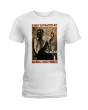 Music Glass Wine Distracted Ladies T-Shirt tile