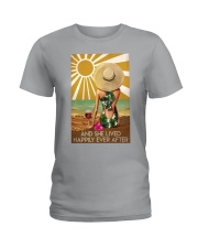 Girl And Wine Lived Happily Ladies T-Shirt tile