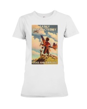 Easily Distracted By Dogs And Airplane Premium Fit Ladies Tee tile