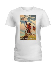 Easily Distracted By Dogs And Airplane Ladies T-Shirt tile