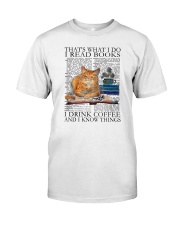Cat Read Books Drink Coffee Classic T-Shirt front