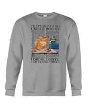 Cat Read Books Drink Coffee Crewneck Sweatshirt tile