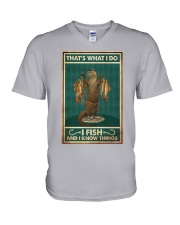 Otter Fish And Know Things V-Neck T-Shirt tile