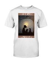 Girl Reading With Cat Lived Happily Classic T-Shirt tile