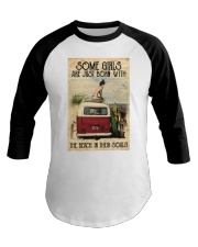 Camper Van Surfing Girl Baseball Tee tile