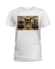 Cat Biker Be Strong Ladies T-Shirt tile
