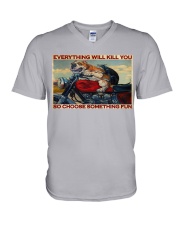 Bulldog Motorcycle V-Neck T-Shirt tile