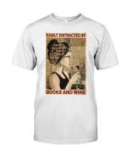 Easily Distracted By Books And Wine Premium Fit Mens Tee tile