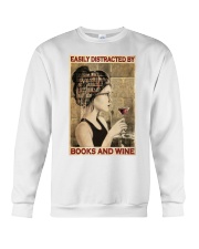 Easily Distracted By Books And Wine Crewneck Sweatshirt tile