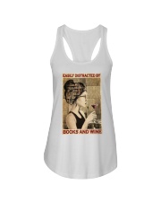 Easily Distracted By Books And Wine Ladies Flowy Tank tile