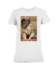 Easily Distracted By Books And Wine Premium Fit Ladies Tee tile