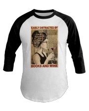 Easily Distracted By Books And Wine Baseball Tee tile