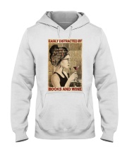Easily Distracted By Books And Wine Hooded Sweatshirt tile