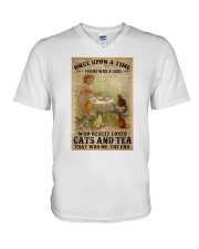 OUAT Girl Loved Cats And Tea Dictionary V-Neck T-Shirt tile