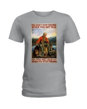 Old Man Fishing Ladies T-Shirt tile