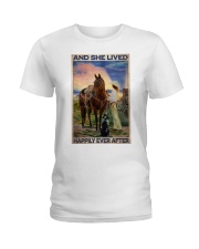 Ranch Girl Lived Happily Ladies T-Shirt tile
