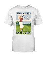 Golf Think Less Swing More Premium Fit Mens Tee tile