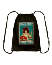 Brunette Girl Drum First Think Later Drawstring Bag tile