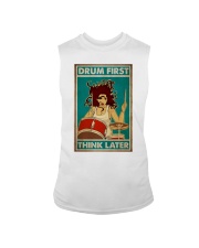 Brunette Girl Drum First Think Later Sleeveless Tee tile