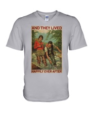 Fishing Couple And They Lived Happily Ever After V-Neck T-Shirt tile