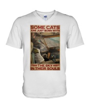 Cat Pilot V-Neck T-Shirt tile