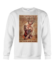 Distracted By Tattoos And Music Crewneck Sweatshirt tile