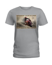 Motor Racing Happiness Is Corner Ladies T-Shirt tile