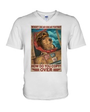 Dog Whisky Oscar Oscar Foxtrot V-Neck T-Shirt tile