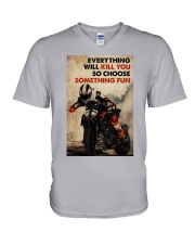 Motor Racing Choose Something Fun V-Neck T-Shirt tile