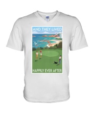 Golf Family Lived Happily V-Neck T-Shirt tile