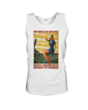 Flight Attendant My Broom Broke Unisex Tank tile