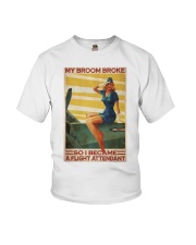 Flight Attendant My Broom Broke Youth T-Shirt tile