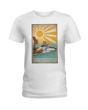 Surfing The Waves Are Calling Ladies T-Shirt tile