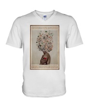 Easily Distracted By Vinyl And Wine V-Neck T-Shirt tile