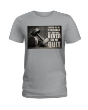Dumbbell Struggle But Never Quit Ladies T-Shirt tile