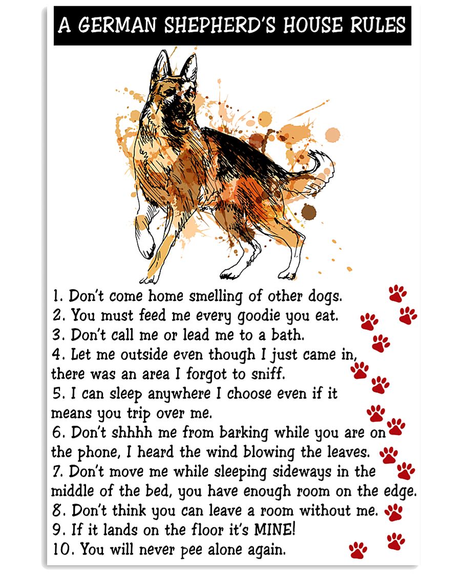 German Shepherd A House Rules 11x17 Poster