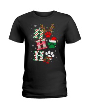 SANTA HO HO HO DOG PAW Ladies T-Shirt tile