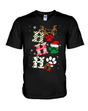 SANTA HO HO HO DOG PAW V-Neck T-Shirt tile