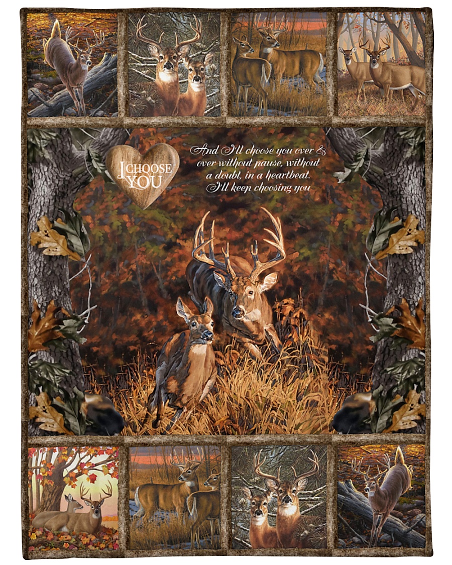 Deer I Choose You Large Fleece Blanket - 60" x 80"