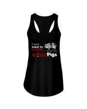 I just want to drink wine and pet my Pigs Ladies Flowy Tank thumbnail