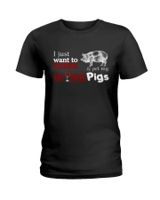 I just want to drink wine and pet my Pigs Ladies T-Shirt thumbnail