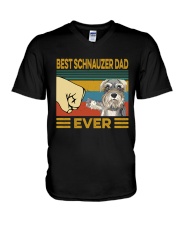 Best Schnauzer Dad Vintage V-Neck T-Shirt tile