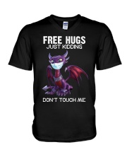 HUGS JUST KIDDING DON T TOUCH ME 1 V-Neck T-Shirt tile