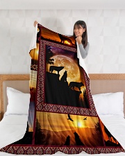 Wolf Funny Blanket Sunset Graphic Design Large Fleece Blanket - 60" x 80" aos-coral-fleece-blanket-60x80-lifestyle-front-11