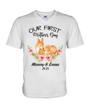 Mother Our First Mother's Day 2021 Deer V-Neck T-Shirt tile