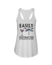 Easily Distracted By Dragonflies And Wine Ladies Flowy Tank thumbnail