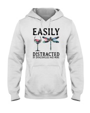 Easily Distracted By Dragonflies And Wine Hooded Sweatshirt thumbnail
